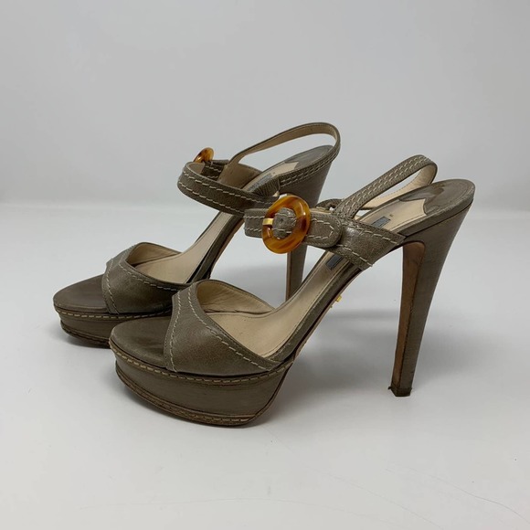 Prada strappy stacked heel slingback - Picture 5 of 10